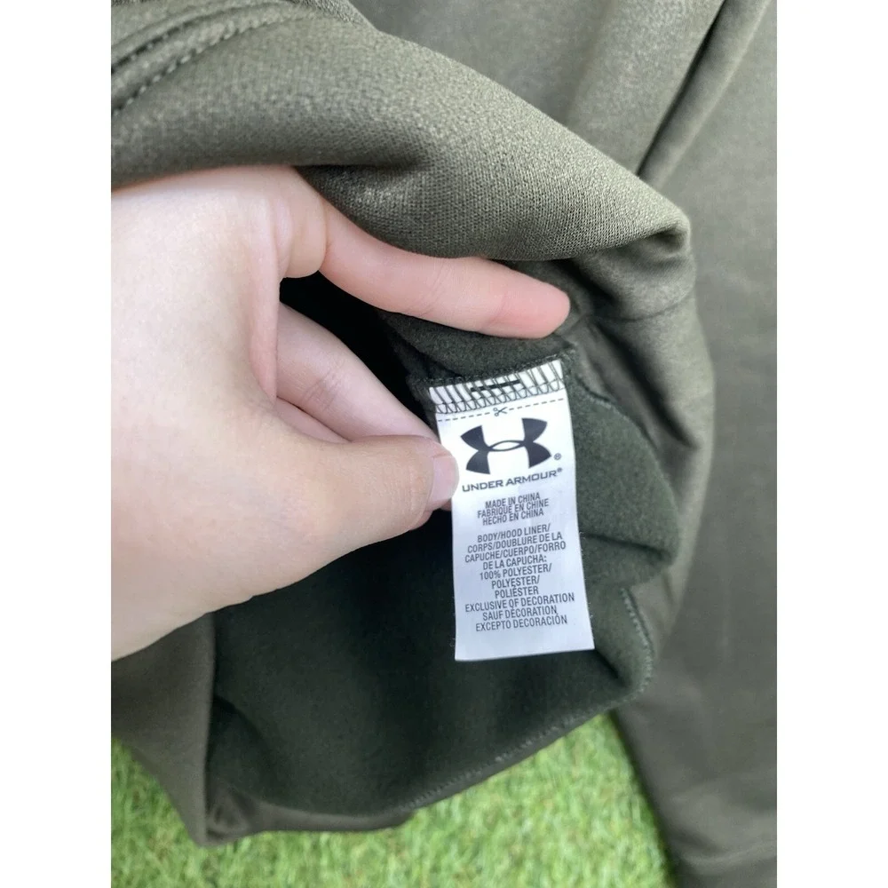 UNDER ARMOUR Storm Hoodie Womens Large Fleece Lined Camo Logo Pink Pullover Y2K